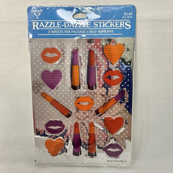 Vntg Hallmark Stickers Glitter Razzle Dazzle Nails Rainbow Heart Sheets New 1984 - Picture 1 of 4